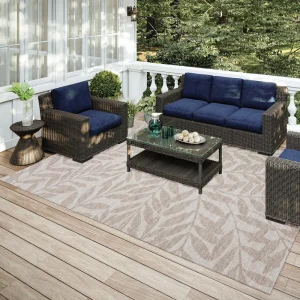Yuma Taupe Coastal Floral 3' x 5' Area Rug Taupe AYU35