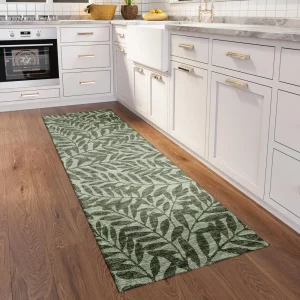 Yuma Green Coastal Floral 2'3" x 7'6" Runner Rug Green AYU35