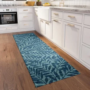 Yuma Blue Coastal Floral 2'3" x 7'6" Runner Rug Blue AYU35
