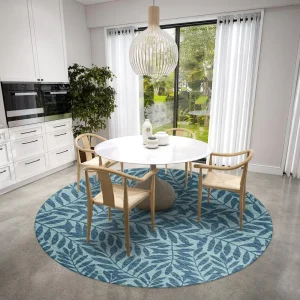 Yuma Blue Coastal Floral 8' x 8' Area Rug Blue AYU35